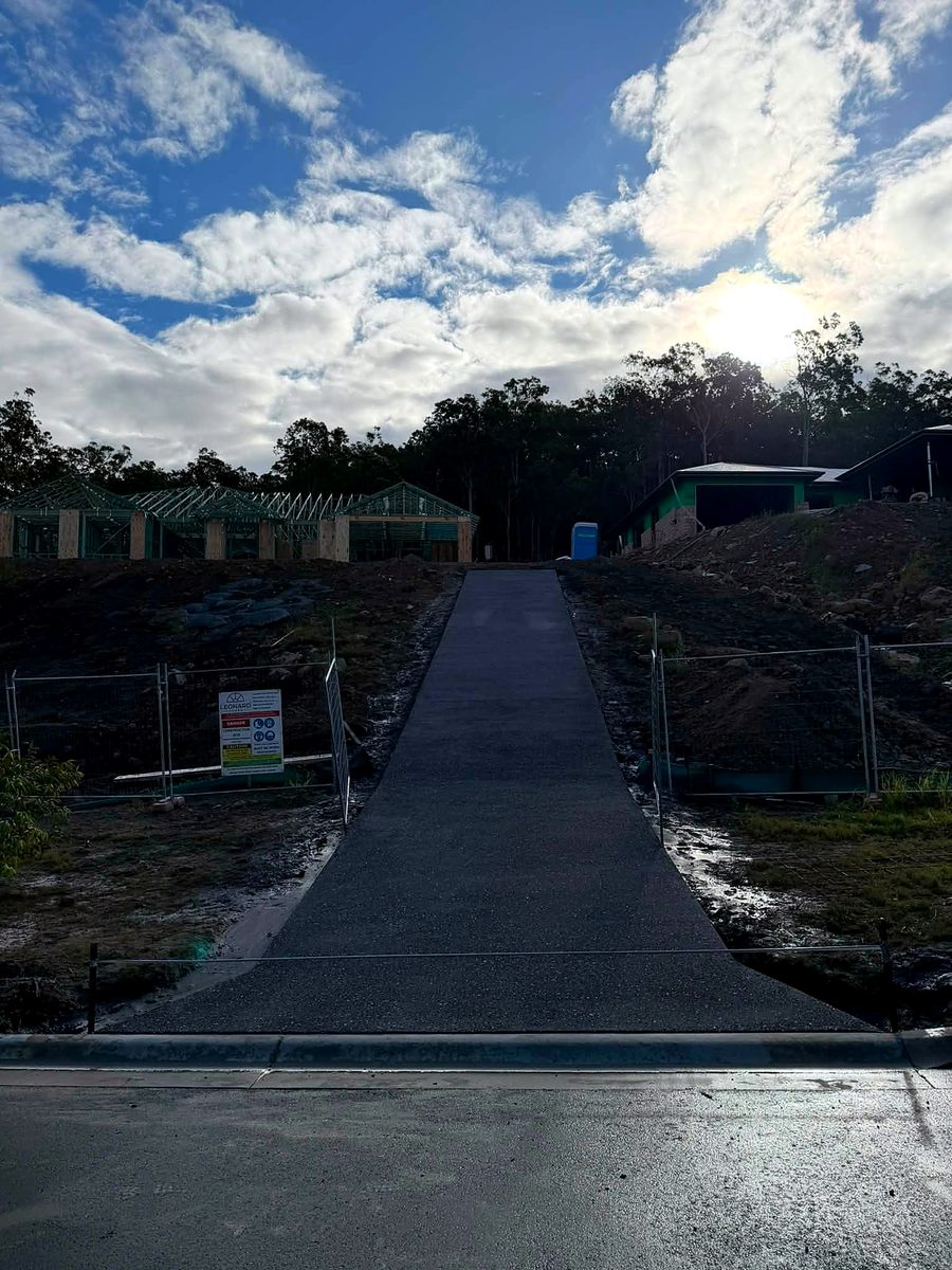 Finished driveway on a steep block