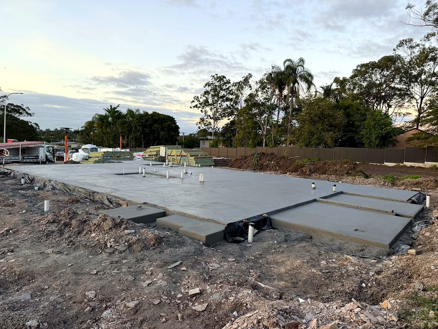 House slab poured and finished at dusk